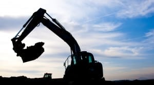 excavator crane at construction site