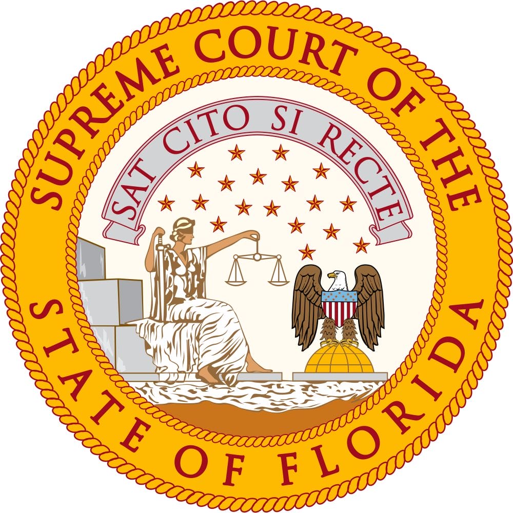 Seal of the Supreme Court of Florida, representing the landmark Ripple v. CBS Corporation decision expanding spousal rights in wrongful death cases.